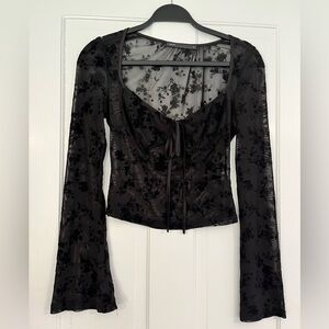 Black Floral Sheer Crop Top